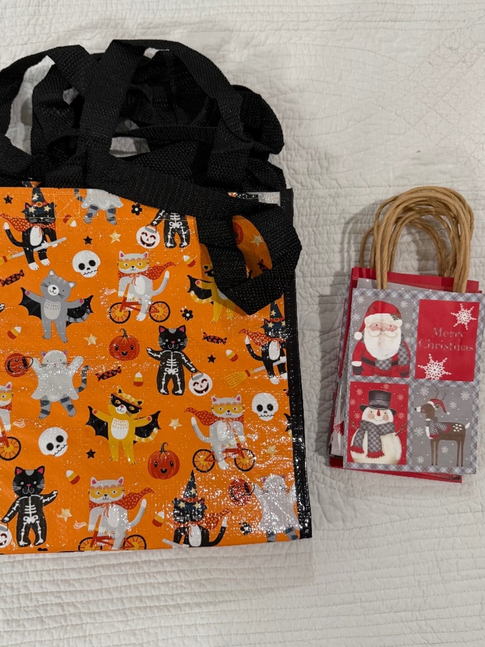 Set of Reusable Tote Bags for Halloween & Christmas